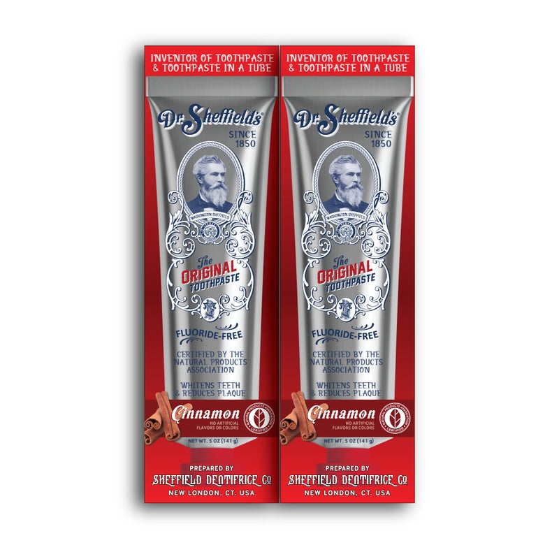 Dr. Sheffield's Dr. Sheffieldâ€™s Certified Natural Toothpaste (Cinnamon) - Great Tasting, Fluoride Free Toothpaste/Freshen Your Breath, Whiten Your Teeth, Reduce Plaque (2-Pack) - Image 1